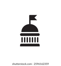 Government Building Icon with Flag Vector