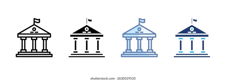 Government Building Icon Set Multiple Style Collection