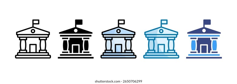 Government Building Icon Set Multiple Style Collection