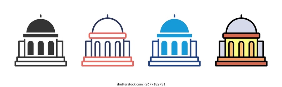 Government Building Icon Set Multiple Style Collection