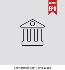 Government building icon in trendy isolated on grey background.Vector illustration.