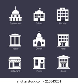 Government building icons set