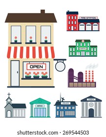 Government building icons set. Vector illustration