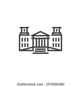 Government building line icon. linear style sign for mobile concept and web design. Court house outline vector icon. Symbol, logo illustration. Vector graphics