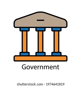 Government building lineal color icon. Editable stroke. Design template vector