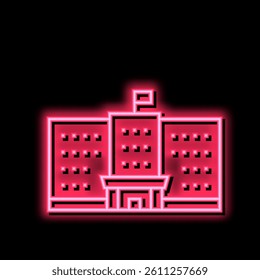 government building neon light sign vector. government building illustration