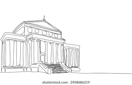 Government building one line continuous. University building line art. Hand drawn vector art.