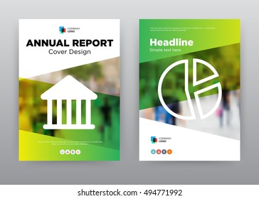 Government Building and pie chart Green Trend Business Corporate Annual Report Best Brochure flyer design template stock vector, Leaflet abstract flat minimalist background, layout A4 size, EPS, 2016