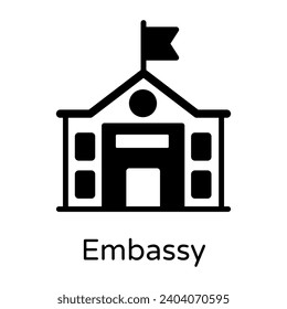 Government building in a solid style icon is editable and easy to use 