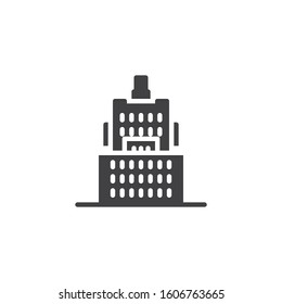 Government building vector icon. filled flat sign for mobile concept and web design. City office building glyph icon. Symbol, logo illustration. Vector graphics