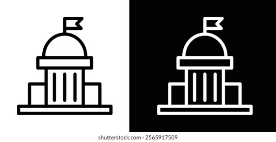 Government building vector icon set in black and white color. capitol, political building vector icon.
