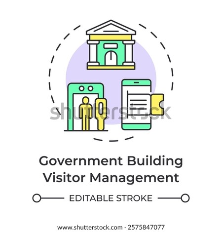 Government building visitor management multi color concept icon. Security measures. Round shape line illustration. Abstract idea. Graphic design. Easy to use in infographic, presentation