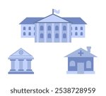 Government buildings. Vector simple color flat illustration.