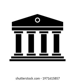 Government or courthouse institute building icon. Classic greek coulmns structure symbol.
Vector illustration isolated on white background.