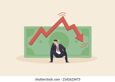 government credit or bond.  Global and domestic money loss problem. Bad economy and finance deficit risk symbol. Country loan crisis and bankruptcy risk.