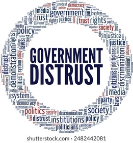 Government Distrust word cloud conceptual design isolated on white background.