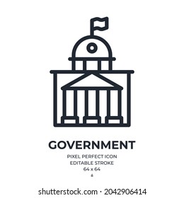 Government editable stroke outline icon isolated on white background flat vector illustration. Pixel perfect. 64 x 64.