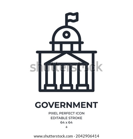 Government editable stroke outline icon isolated on white background flat vector illustration. Pixel perfect. 64 x 64.