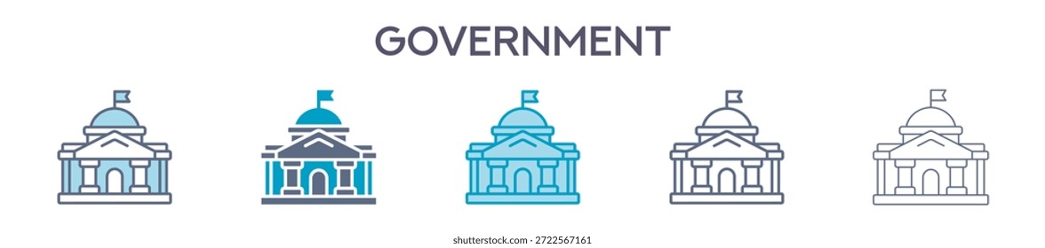 Elemento De Gobierno Para Diseño Gráfico - Estilos Múltiples. Ilustración vectorial De Dos Colores Y Negro. Los Diseños Múltiples De Los Iconos Se Pueden Utilizar Para El Móvil, Ui, Web