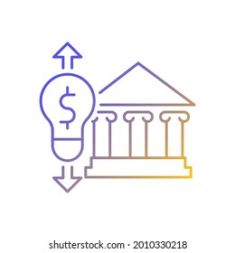 Government energy price regulation gradient linear vector icon. Community utility supply cost. Energy purchase. Thin line color symbols. Modern style pictogram. Vector isolated outline drawing