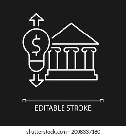 Government energy price regulation white linear icon for dark theme. Electricity usage efficiency. Thin line customizable illustration. Isolated vector contour symbol for night mode. Editable stroke