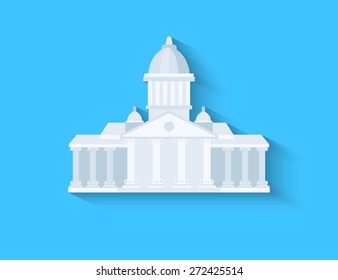Government flat design with long shadow on blue background