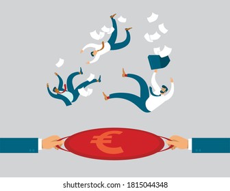 Government Support for Business. Helping Hand. World Financial Crisis. Bankruptcy. Corona Crisis. Collapse Of The Economy Caused By Coronavirus COVID-19 Outbreak. Concept Flat Vector Illustration