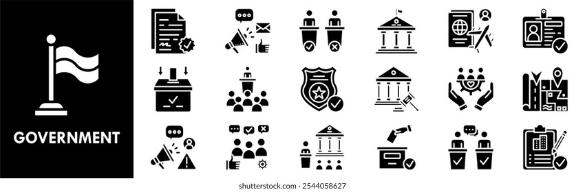 Government icon collection set. Containing design government, business, governance, concept, policy, innovation
