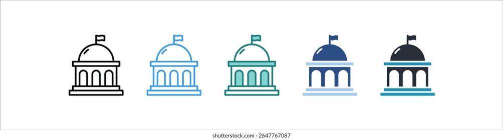 Icono del gobierno en diverso Vector del estilo