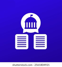 government icon with documents, vector