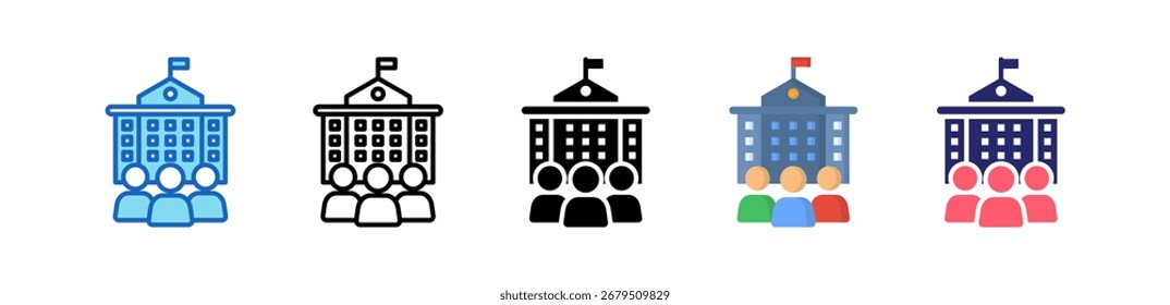 Colección de conjunto de estilos múltiples de icono de gobierno.