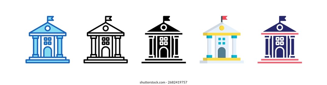 Colección de conjunto de estilos múltiples de icono de gobierno.