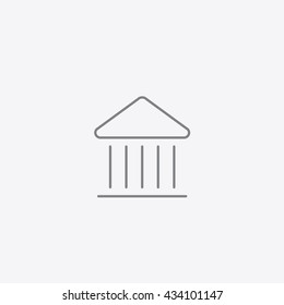 government icon, Outline of Building vector illustration on gray background