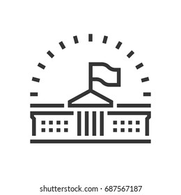 Government icon, part of the square icons, law and justice icon set. The illustration is a vector, editable stroke, thirty-two by thirty-two matrix grid, pixel perfect file.