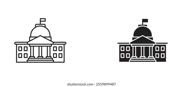 Government Icon set in black color for ui designs