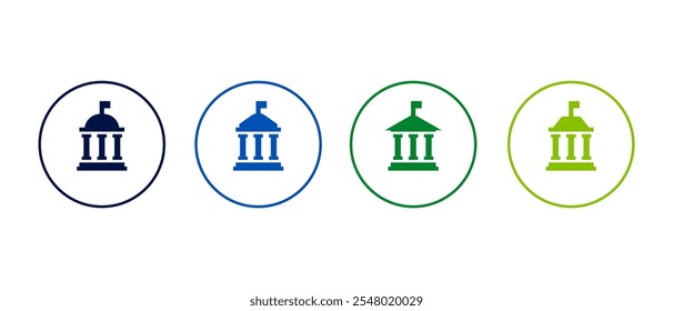 Conjunto de iconos del gobierno. Gobierno con estilo plano - Ilustración vectorial