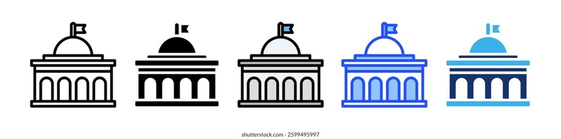 Government Icon Set With Multiple Style Collection