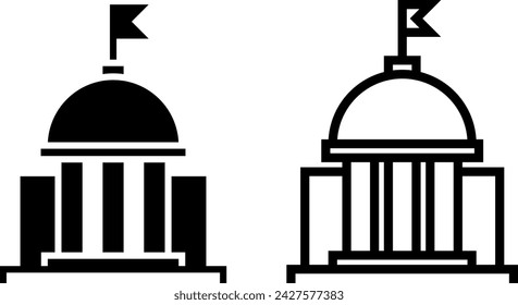 government icon, sign, or symbol in glyph and line style isolated on transparent background. Vector illustration