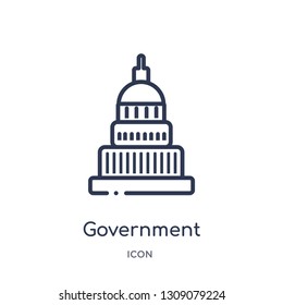 government icon from united states of america outline collection. Thin line government icon isolated on white background.