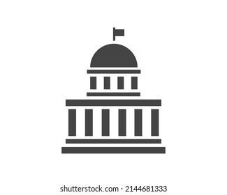 Government icon vector. Building construction symbol. Architecture residental design. Classic estate city sign