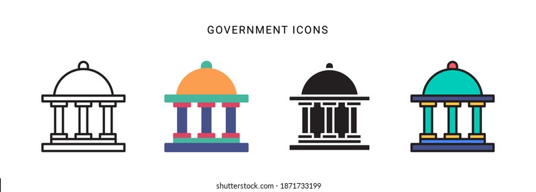 government icon vector with four different style design. isolated on white background