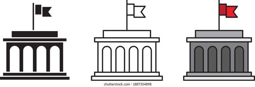 Government icon, vector line illustration