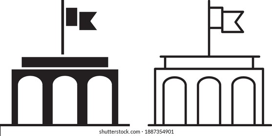 Government icon, vector line illustration