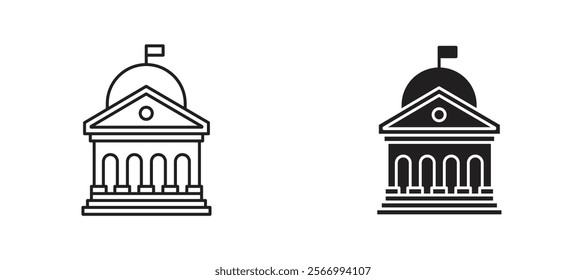 Government icons in outline and fill. vector illustration for ui.