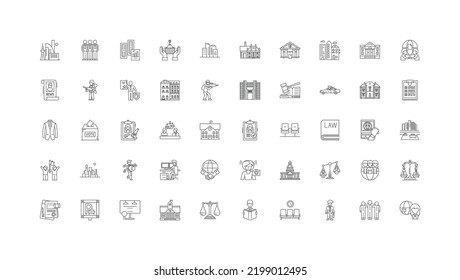 Government ideas, linear icons, line signs set, vector collection