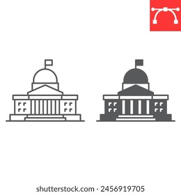 Government line and glyph icon, building and architecture , congress vector icon, vector graphics, editable stroke outline sign, eps 10.