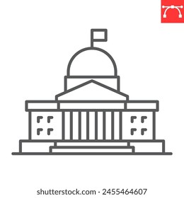 Government line icon, building and architecture , congress vector icon, vector graphics, editable stroke outline sign, eps 10.