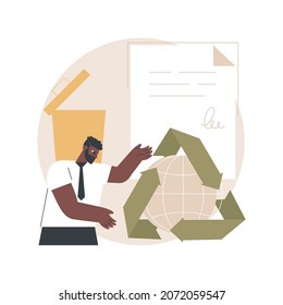 Government mandated recycling abstract concept vector illustration. Ecological regulations, local recycling law, municipal solid waste, recyclable materials, curbside program abstract metaphor.