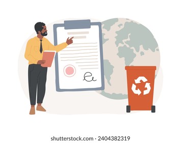 Government mandated recycling isolated concept vector illustration. Ecological regulations, local recycling law, municipal solid waste, recyclable materials, curbside program vector concept.