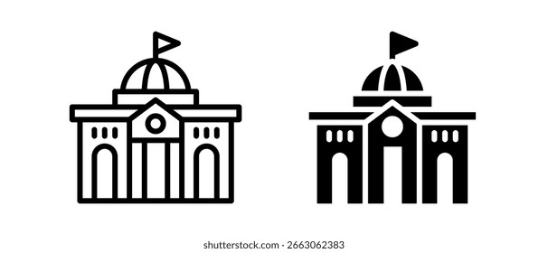 Conjunto de íconos múltiples de gobierno de Ilustración vectorial de dos líneas y glifos